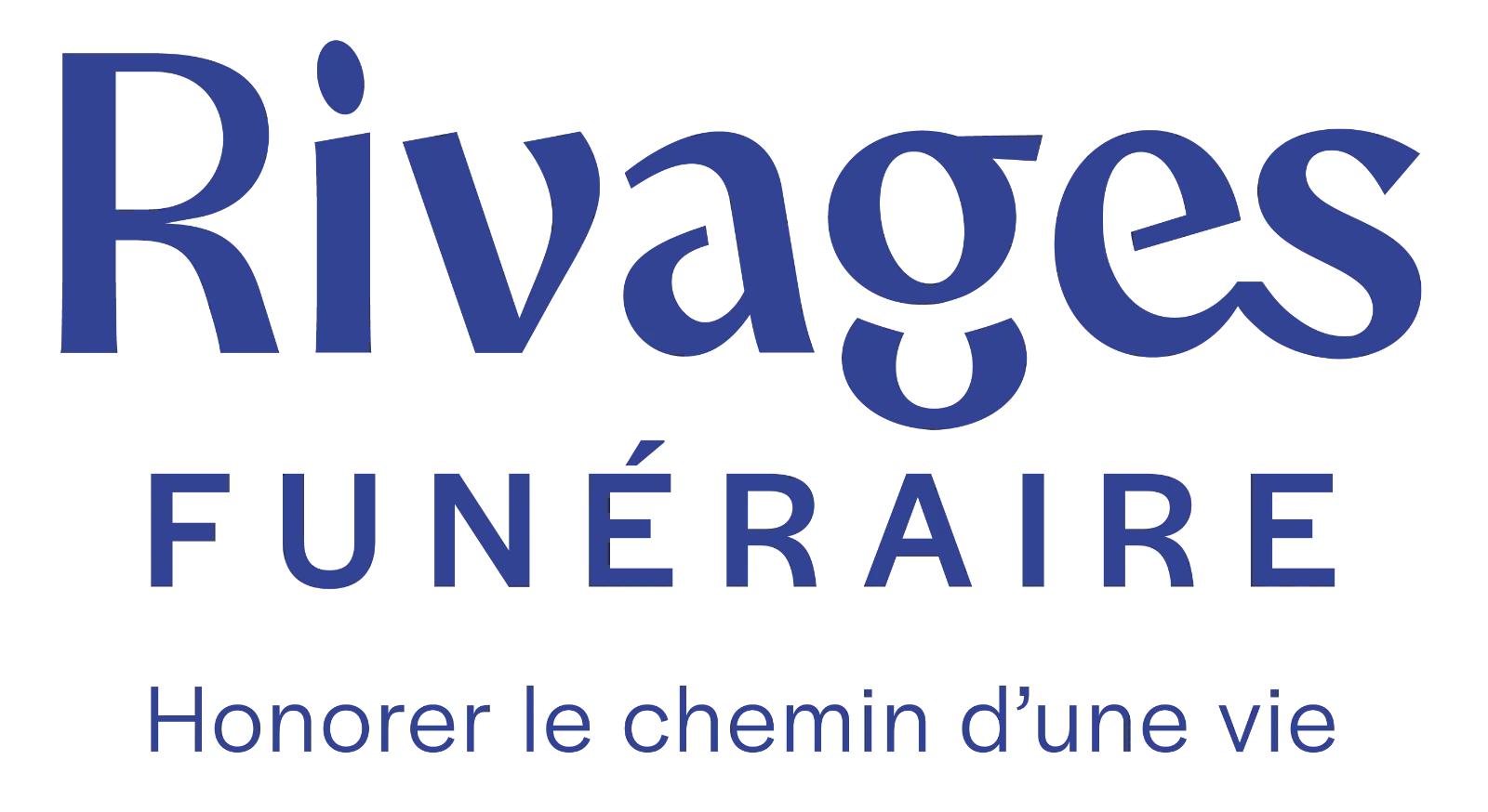 Logo Rivages Funéraire bleu avec slogan
